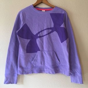 UnderArmour purple sweatshirt girls XL pullover logo pocket